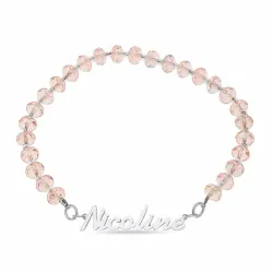 namnarmband i rosa sten och silver - My Letter