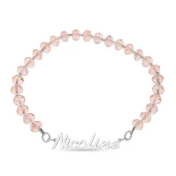 namnarmband i rosa sten och silver - My Letter