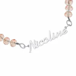 namnarmband i rosa sten och silver - My Letter