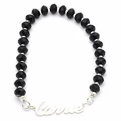 armband med namn i svarta sten och silver - My Letter