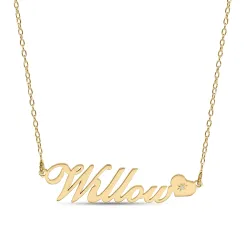 Namnhalsband med hänge i 9 karat guld med 1 briljantslipade diamanter - My Letter