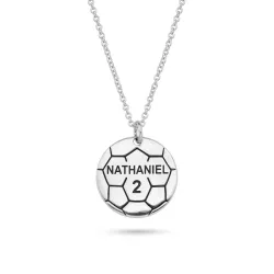 fotboll Namnhalsband med hänge i silver - My Letter