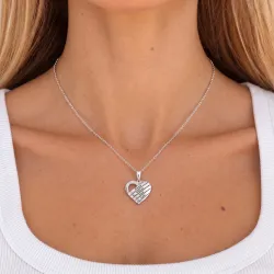 hjärta Namnhalsband med hänge i silver med  facettslipad vit zirkon - My Letter