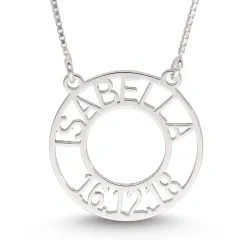 Namnhalsband med hänge i silver