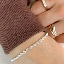 Bnh cordel armband i silver 21 cm x 3,2 mm