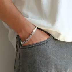 BNH panzerarmband i silver 21 cm x 6,6 mm