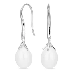 långa pärla örhängen i silver