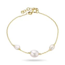 pärla armband i förgyllt silver  x 8-9 mm