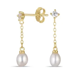 4-4,5 mm pärla kedja örhängen i förgyllt silver