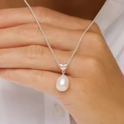 hjärta pärla hängen i silver