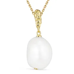 pärla hängen med halskedja i förgyllt silver