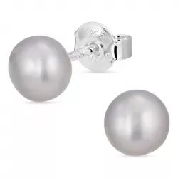 6-6,5 mm grå pärlörhängestift i silver