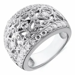 Bred zirkon silver ring i silver