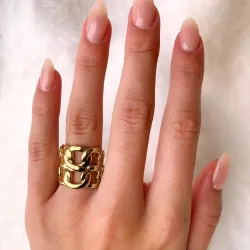 panzer ring i förgyllt silver