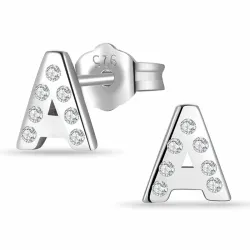 bokstav a zirkon örhängestift i silver - My Letter