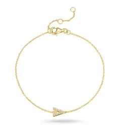 bokstav a zirkon armband i förgyllt silver