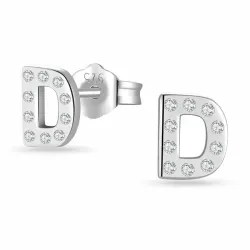 bokstav d zirkon örhängestift i silver - My Letter