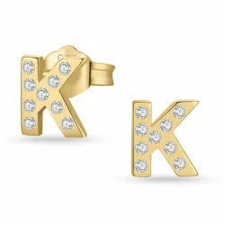 bokstav k zirkon örhängestift i förgyllt silver - My Letter