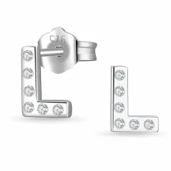 bokstav l zirkon örhängestift i silver - My Letter
