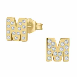 bokstav m örhängestift i förgyllt silver - My Letter