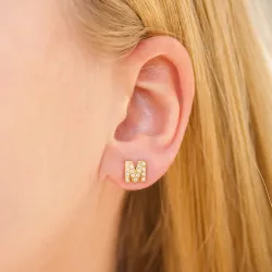 bokstav m örhängestift i förgyllt silver - My Letter