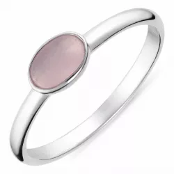 Oval rosa ring i silver