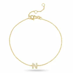 bokstav n zirkon armband i förgyllt silver - My Letter