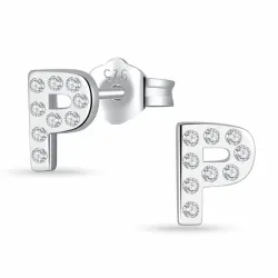 bokstav p zirkon örhängestift i silver - My Letter