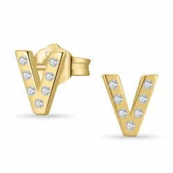 bokstav v zirkon örhängestift i förgyllt silver - My Letter