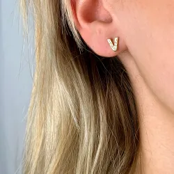 bokstav v zirkon örhängestift i förgyllt silver - My Letter