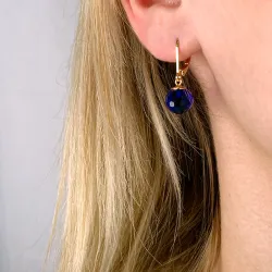 blå glas örhängen i förgyllt silver - Loom Stones