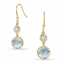 blå glas örhängen i förgyllt silver