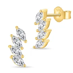 zirkon örhängen i förgyllt silver