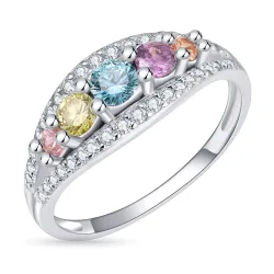 multifärgat zirkon ring i silver