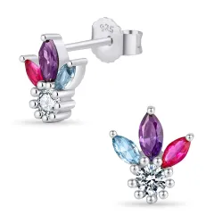 multifärgade örhängestift i silver