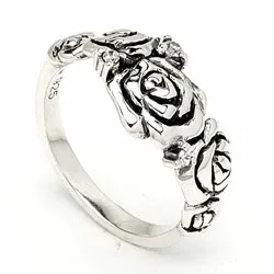 Ros ring i oxiderat sterlingsilver