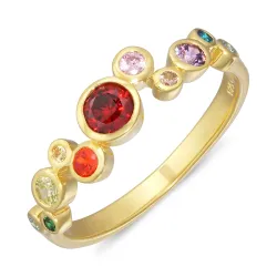 multifärgat zirkon ring i förgyllt silver - Bubbly Twist