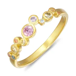 rosa zirkon ring i förgyllt silver - Bubbly Twist