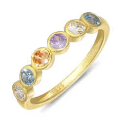 multifärgat zirkon ring i förgyllt silver - Bubbly Twist