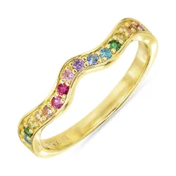 multifärgat zirkon ring i förgyllt silver