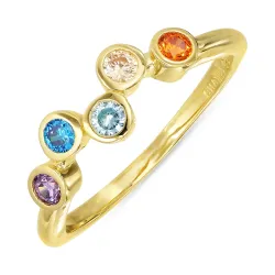 multifärgat zirkon ring i förgyllt silver - Bubbly Twist