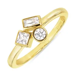 vit zirkon ring i förgyllt silver