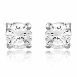 3 mm vita zirkon örhängen i silver