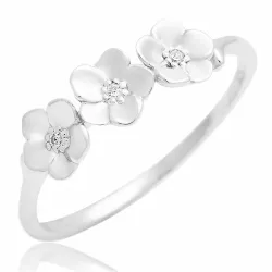 blommor zirkon ring i silver