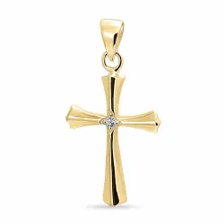 kors zirkon hängen i förgyllt silver