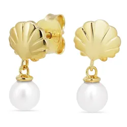 skal pärla örhängen i förgyllt silver