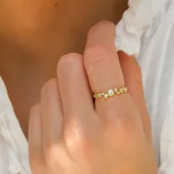 vit zirkon ring i förgyllt silver - Bubbly Sparkle