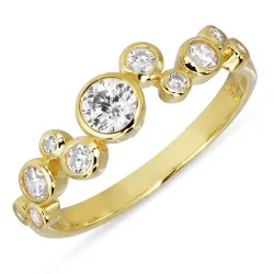 vit zirkon ring i förgyllt silver - Bubbly Sparkle