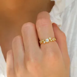 vit zirkon ring i förgyllt silver - Bubbly Sparkle