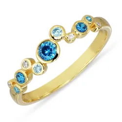 blå zirkon ring i förgyllt silver - Bubbly Twist
